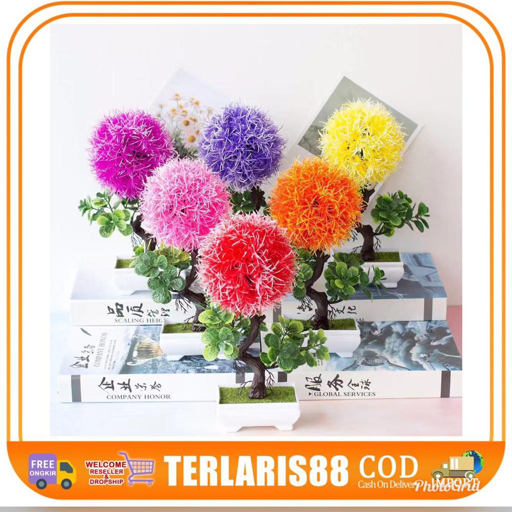 COD Bonsai  Pohon Bulat Artificial Warna Tanaman 