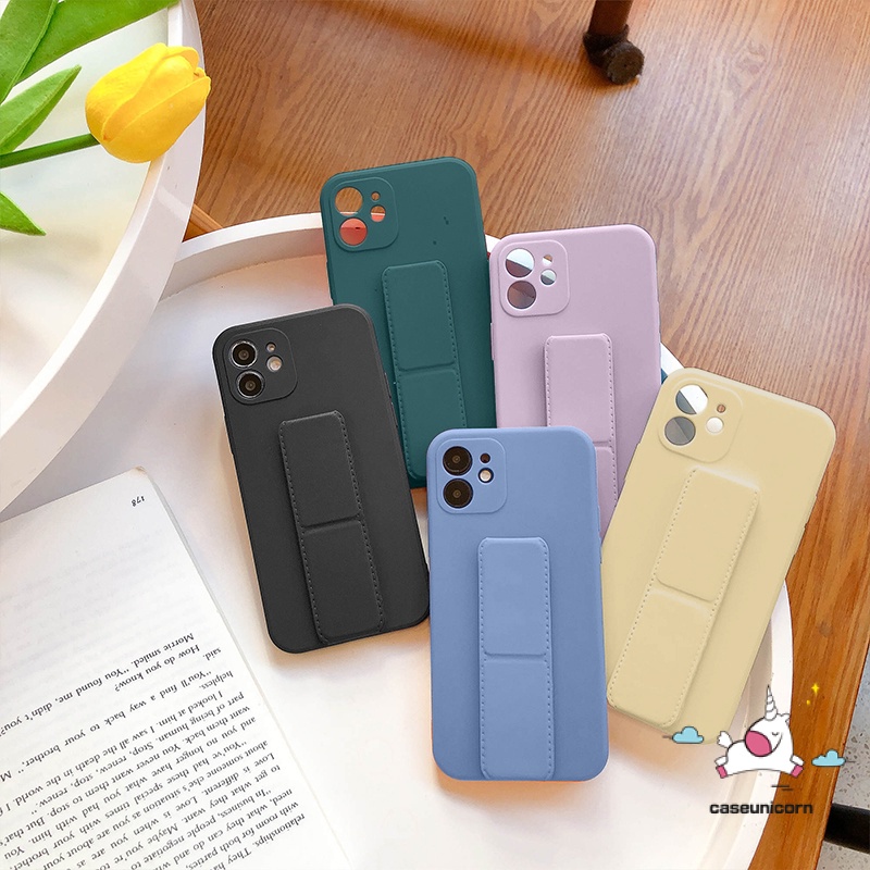 Samsung A32 Magnetic Bracket Case Samsung A03s A52 A72 A32 A50 A50S A30S A31 A12 A21S A51 A52S A71 A20S Straight Cube Macaron Color Stand Holder Wrist Strap Soft Silicone Cover