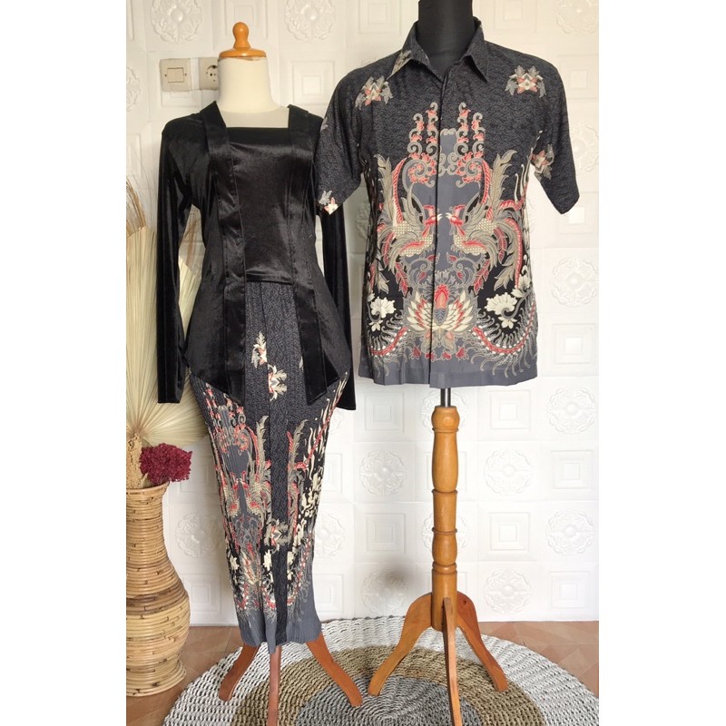 Rok plisket batik modern dan kemeja / set sarimbit / couple kondangan