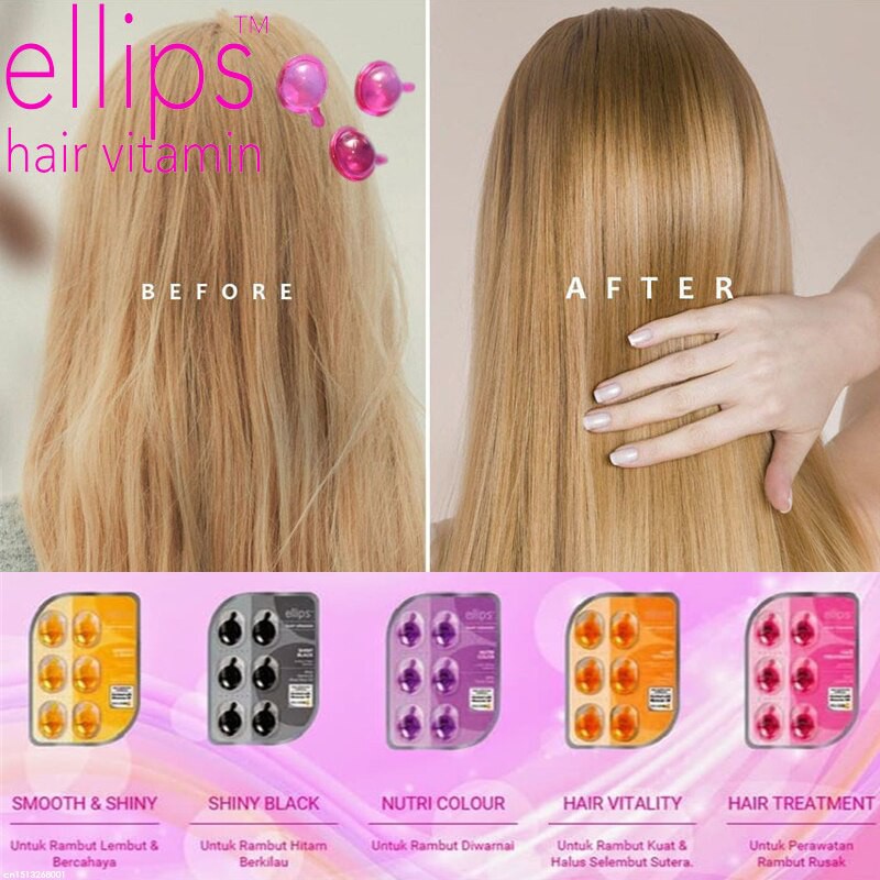 Ellips Hair Vitamin Isi 6 Butir / Ellips Vitamin Rambut Sehat dan Terawat/ Ellips Pelembab Rambut