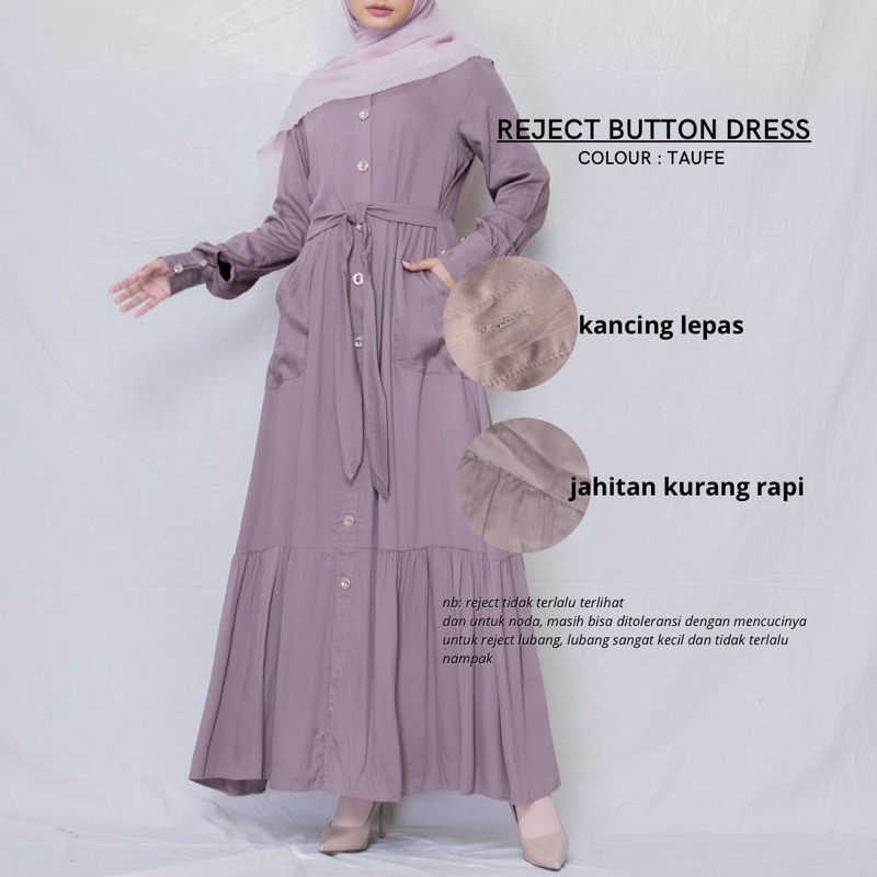 Reject Dress Mewah | Button Dress Colour Taufe