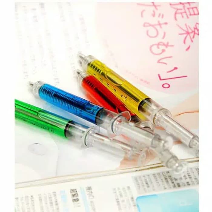 Pulpen Jarum Suntik Warna Warni / Souvenir Bolpoin Jarum Suntik / Stationery Unik-4