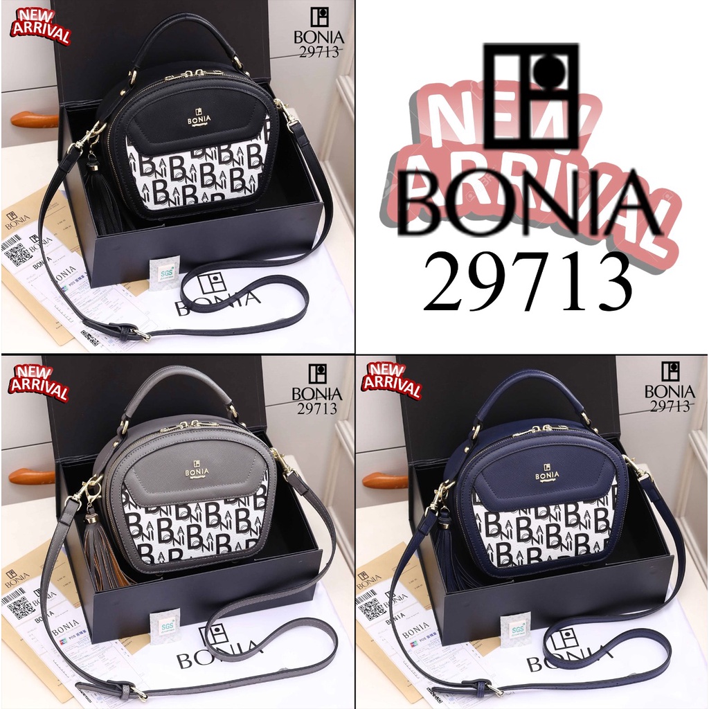 OS_ID BONIA Sonia Sonata Authentic Monogram Logo B HandBag Top Handle 29713