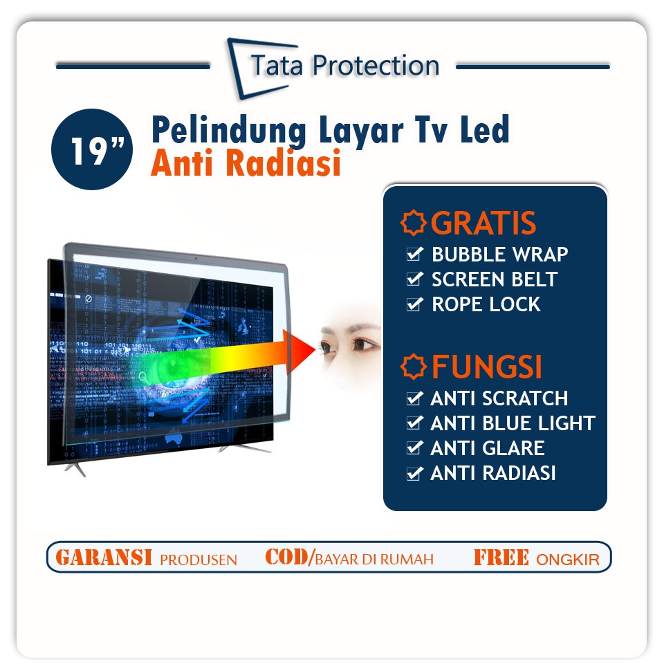 Pelindung Layar Tv Led Anti Radiasi 19 Inch Anti Gores Silau Blue Light Sinar Biru