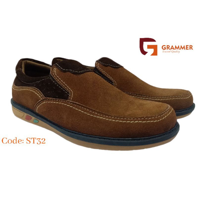 Sepatu Casual Pria Kulit Suede Asli Sepatu Santai TPR Grammer