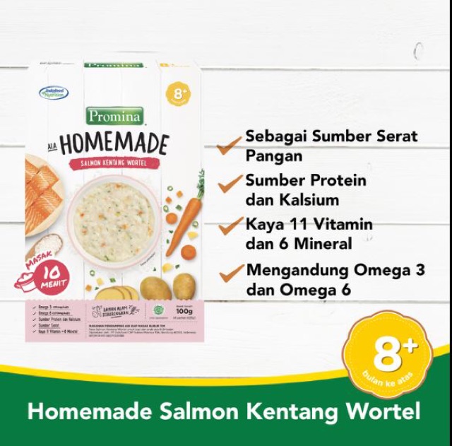 Bubur Bayi Promina Homemade 8 bulan 100 gr: Promina Salmon Kentang Wortel / Promina Ayam Labu Kuning