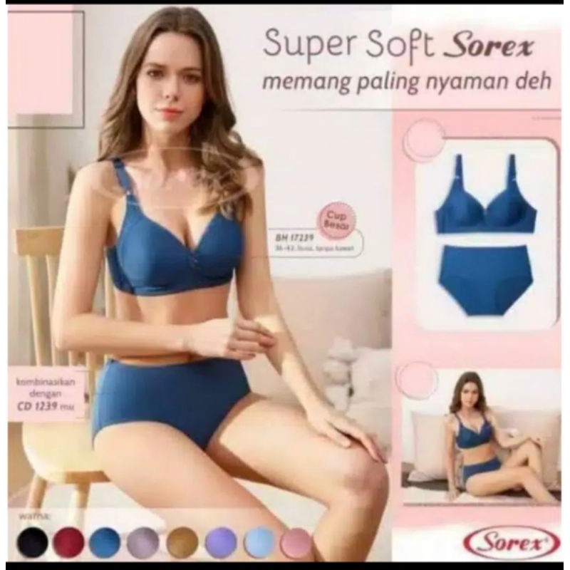 Bra Set Sorex Super Soft  Tanpa kawat Cup Besar ( Bra + CD )