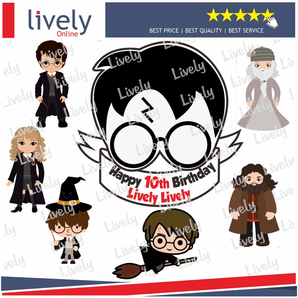 CUSTOM NAMA HIASAN KUE ULANG TAHUN KARAKTER HARRY POTTER 03 CAKE TOPPER HAPPY BIRTHDAY