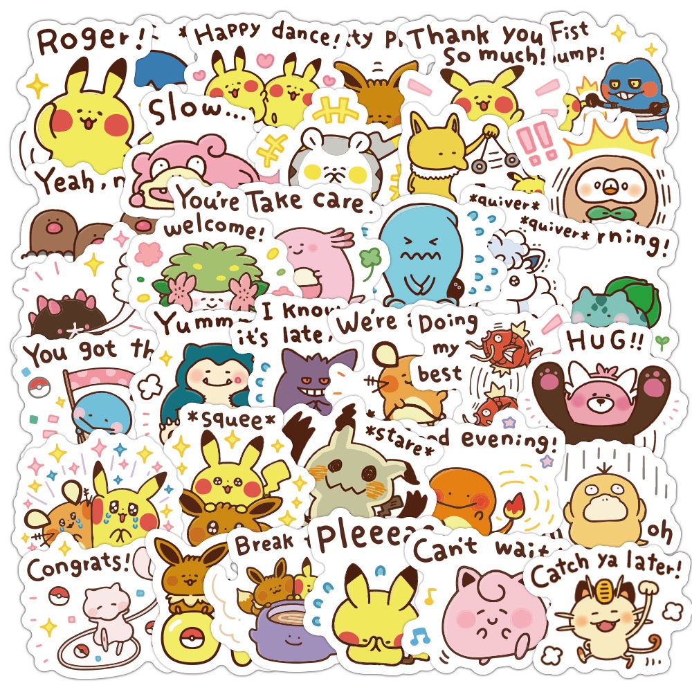 40 Cute stiker kartun kanahei stiker Pokemon phone case tangan Buku stiker kecil lembar