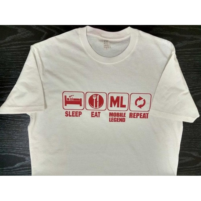 Kaos Tshirt Baju Combed 30S Distro Eat Sleep Mobile LEgend Repeat ML