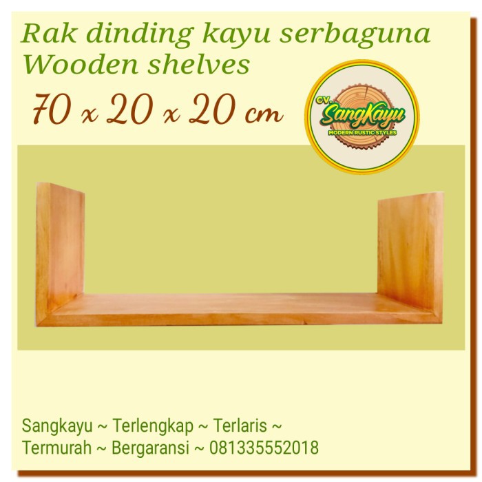 Rak dinding serbaguna kayu 70x20 cm rak kayu minimalis Wooden shelves