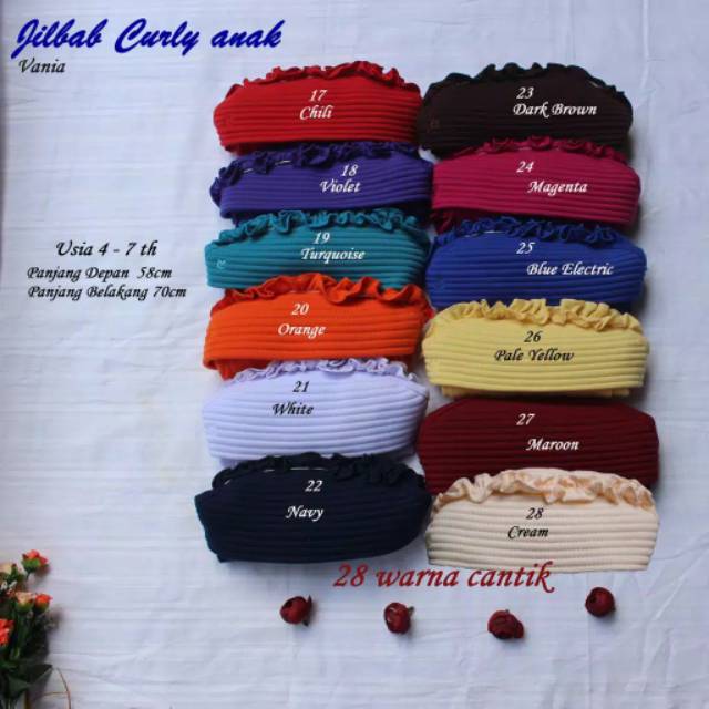 Jilbab anak Vania Curly (All size untuk usia 4-7 tahun)