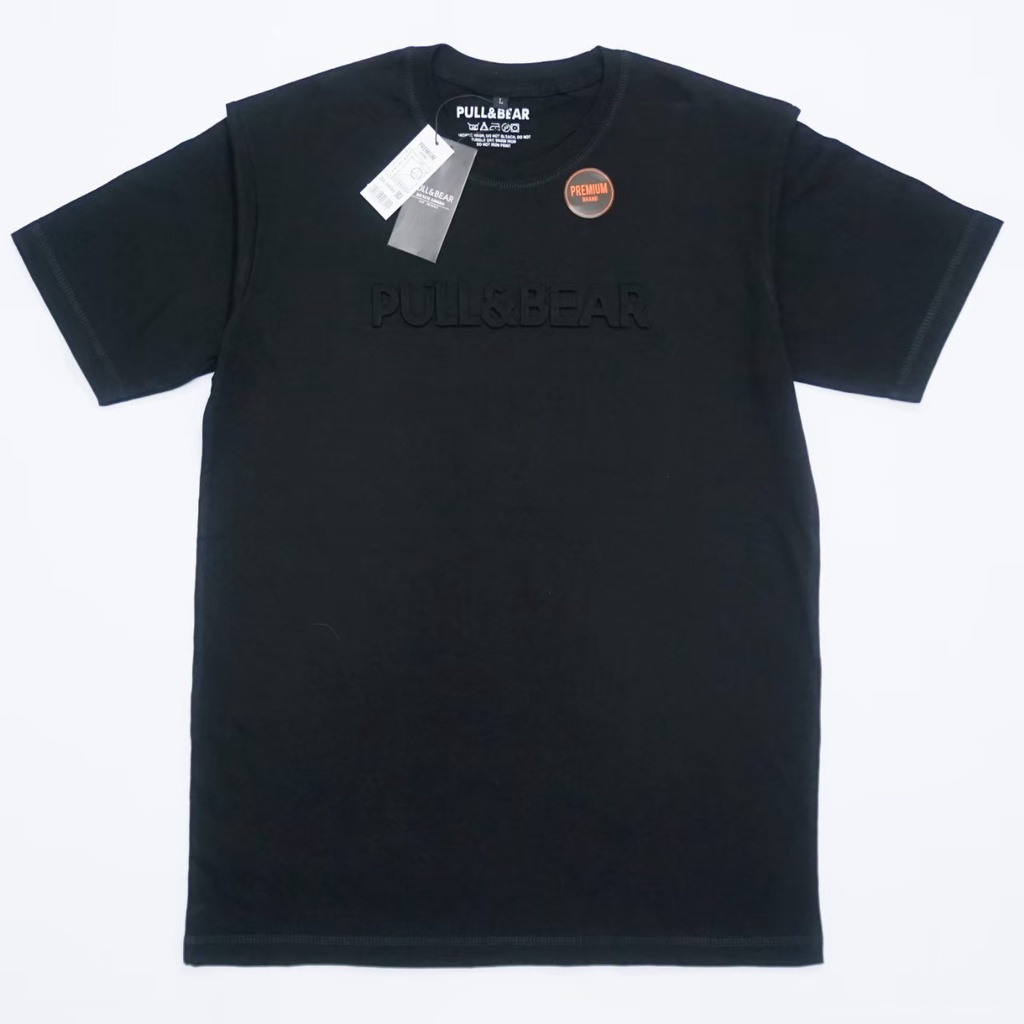 T-Shirt Pull &amp; Bear Embos Black l Kaos Pull And Bear Sablon Timbul Premium Quality CT