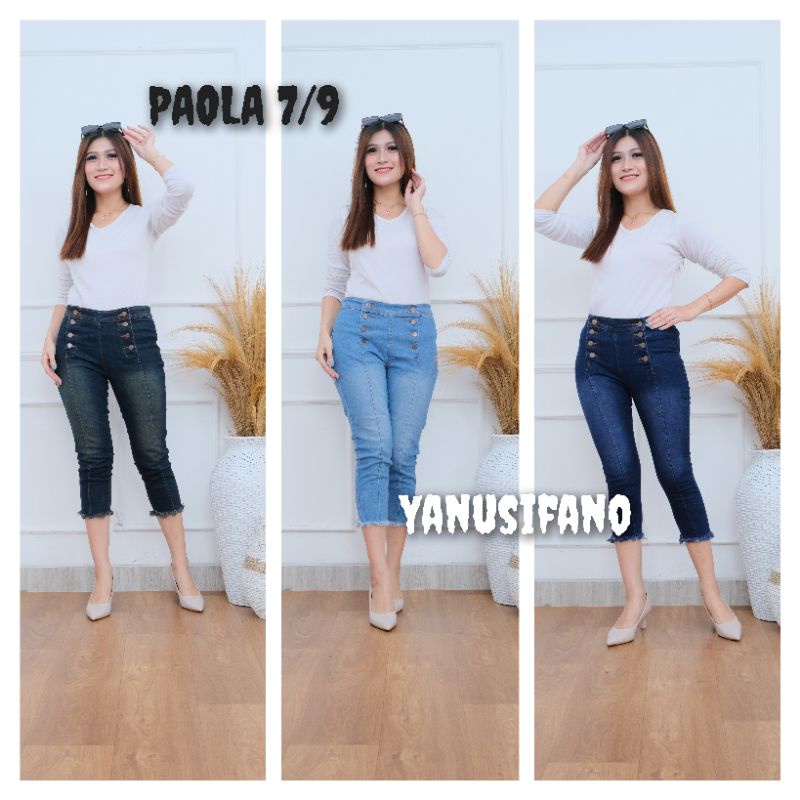 Celana Jeans Paola 7/9 Tulang Bawah Rawis // Celana 7/9 Jeans Paola 8 BUTTON