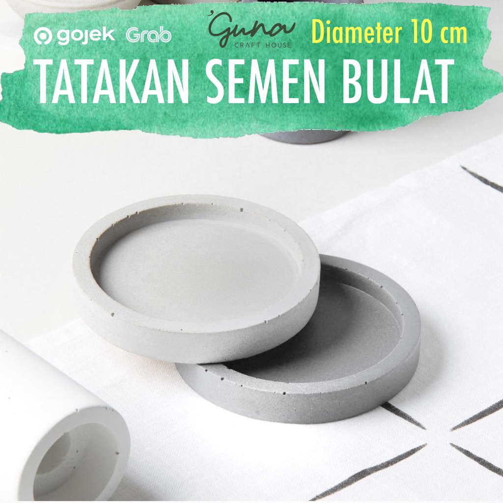 Tatakan Semen Bulat Lingkaran 10 cm - Tatakan Pot Semen Bulat - Coaster Semen Unik Serbaguna