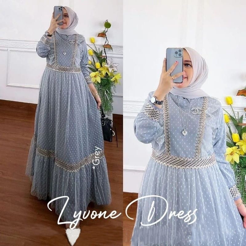 MAXY LYVONE FASHION MUSLIM PAKAIAN WANITA DRESS GAMIS MAXI TILE DOT MR