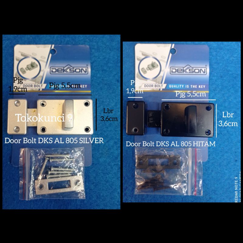 Slot Pintu Almunium Grendel Almunium Dekson Door Bolt DKS AL 805 SIlver Hitam Dekson