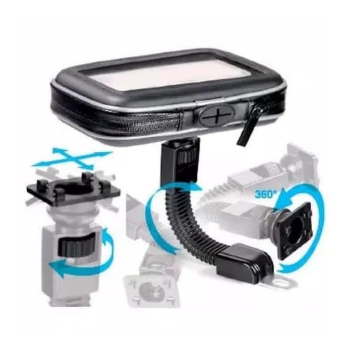 Holder HP Stang Speda Motor Anti Air + Lubang USB 6.3Inch