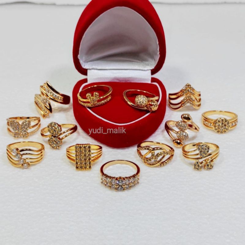 12 pcs cincin dewasa random, perhiasan xuping lapis emas