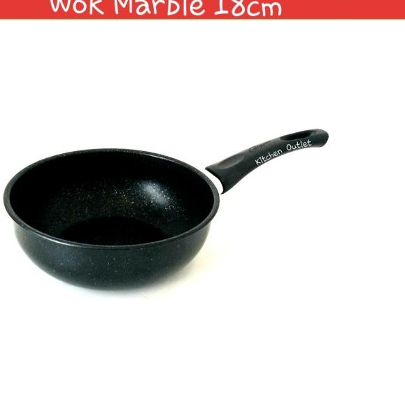 ♩ 18Cm Panci Anti Lengket Wok Non Stick Wok Pan Marble ❉