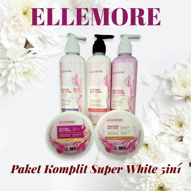 Paket Whitening ELLEMORE 5in1 super komplit Whitening Serum