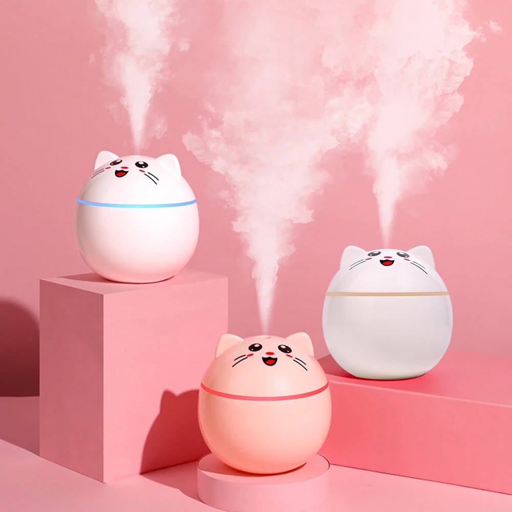 Humidifier Diffuser Minyak Esensial Mini Bentuk Kucing Dengan Usb Untuk Kantor Dan Rumah