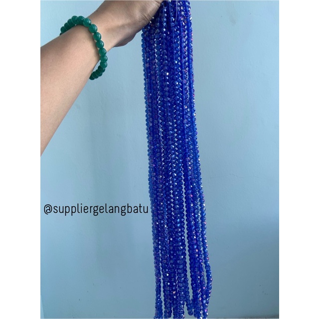 Crystal Ceko 8mm BLUE QUARTZ metallic biru kuarsa metal kristal import