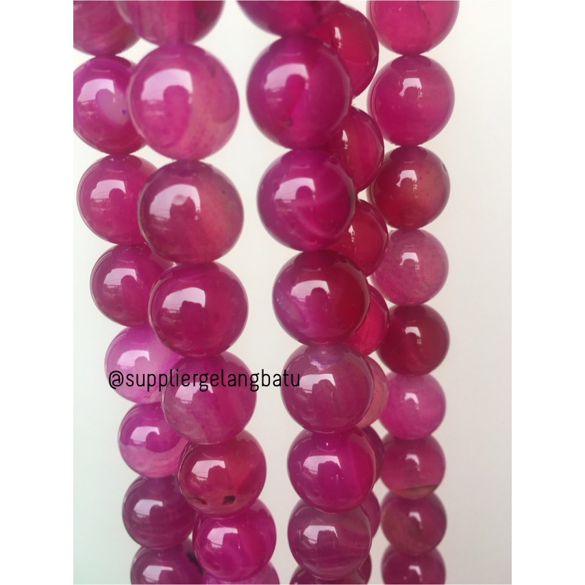 bahan batu 14mm Purple Agate glossy aksesoris korea gelang kalung batu craft beads pria wanita model