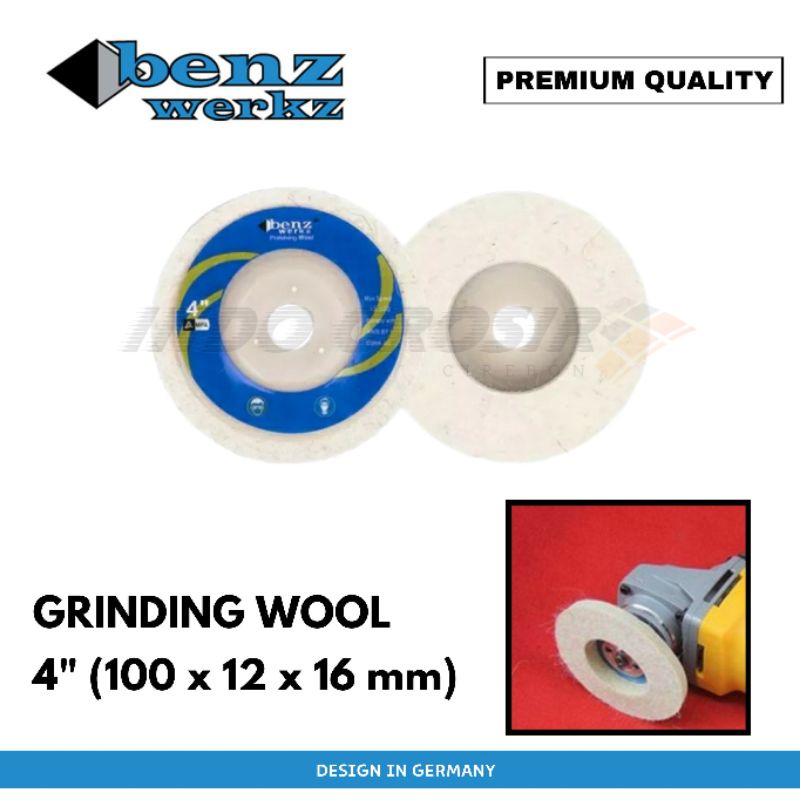 BENZ Wool Polish 4&quot; inchi Grinda Grinding Wool Poles Stainless Bulu Domba (spon putih)