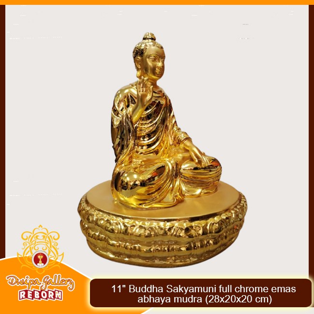 Rupang Patung Arca Buddha Sakyamuni / Gautama Abhaya Mudra Emas 11&quot;