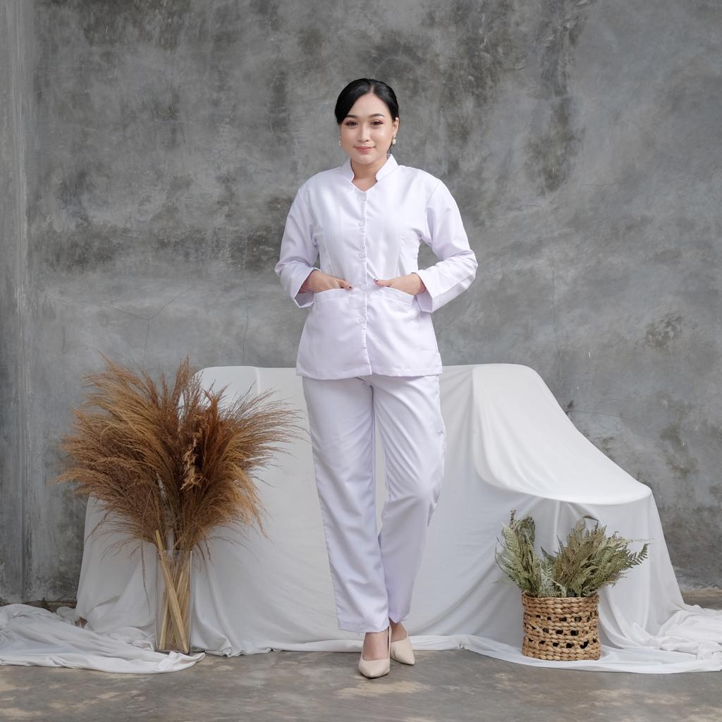 BAJU PERAWAT WARNA PUTIH LENGAN PANJANG MATT AMERICAN DRILL 2021