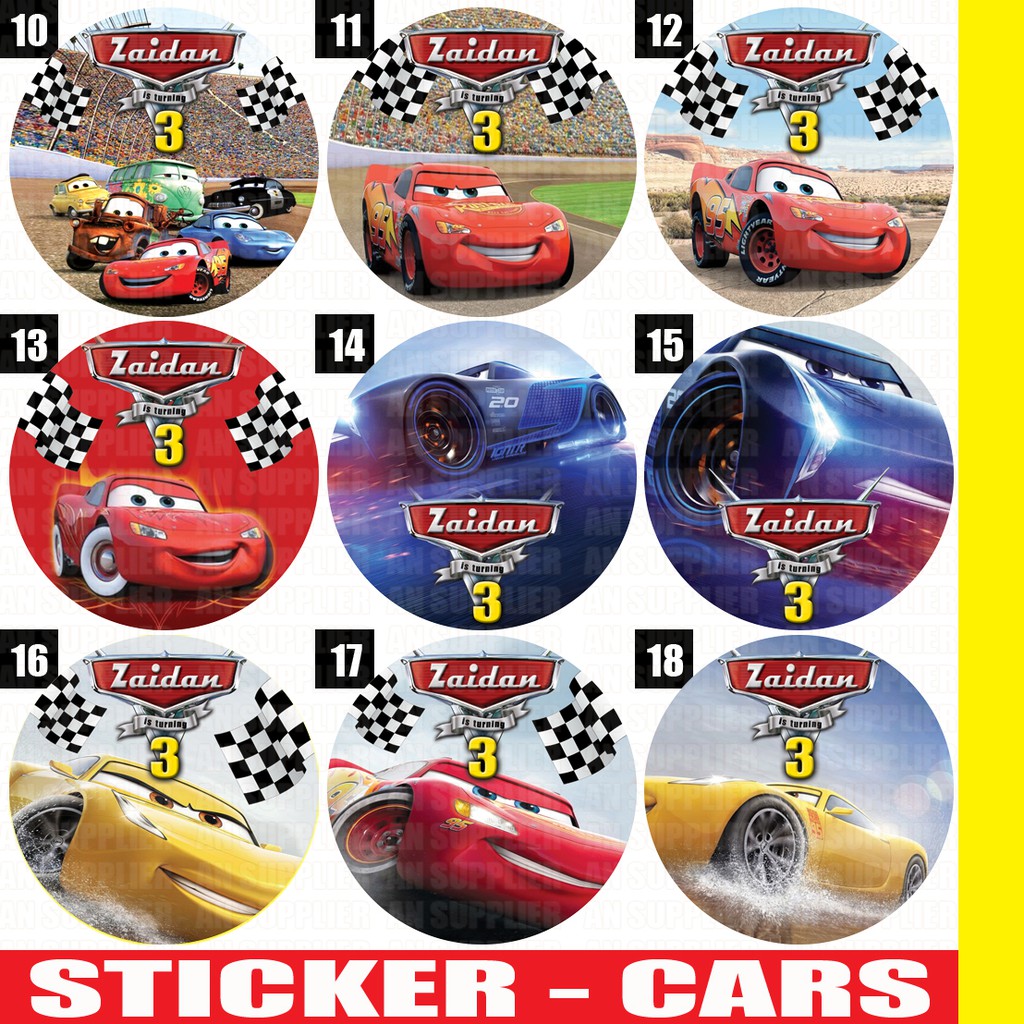

60 STIKER CARS - LABEL BAG / KUE / SOUVENIR ULTAH ULANG TAHUN