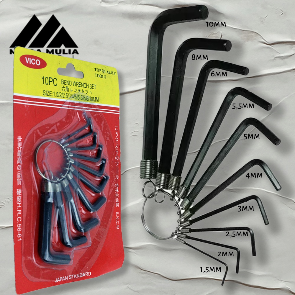 Hex Key l Kunci L Set Pendek 1 set 10 Pcs | kunci L serbaguna multifungsi