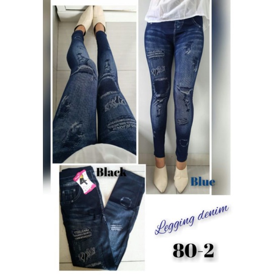 LEGGING JEANS MOTIF PRINT IMPORT PANJANG 802