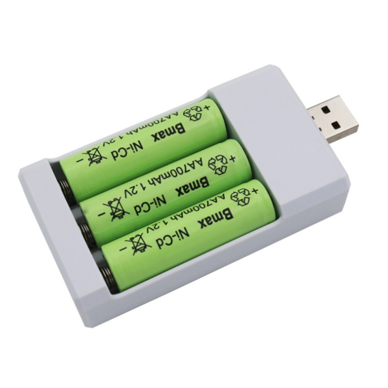 zzz 3-Slot USB Plug Battery Charger AA /AAA 1.2V Portable Ni-Cd Rechargeable Battery