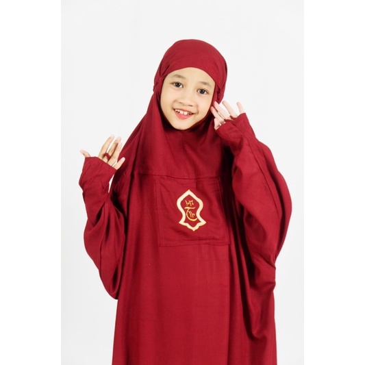 Mukena terusan anak terompah hadramaut jumbo polos traveling banyak warna Ukuran 5-10 tahun Mukenah Travel Terbaru