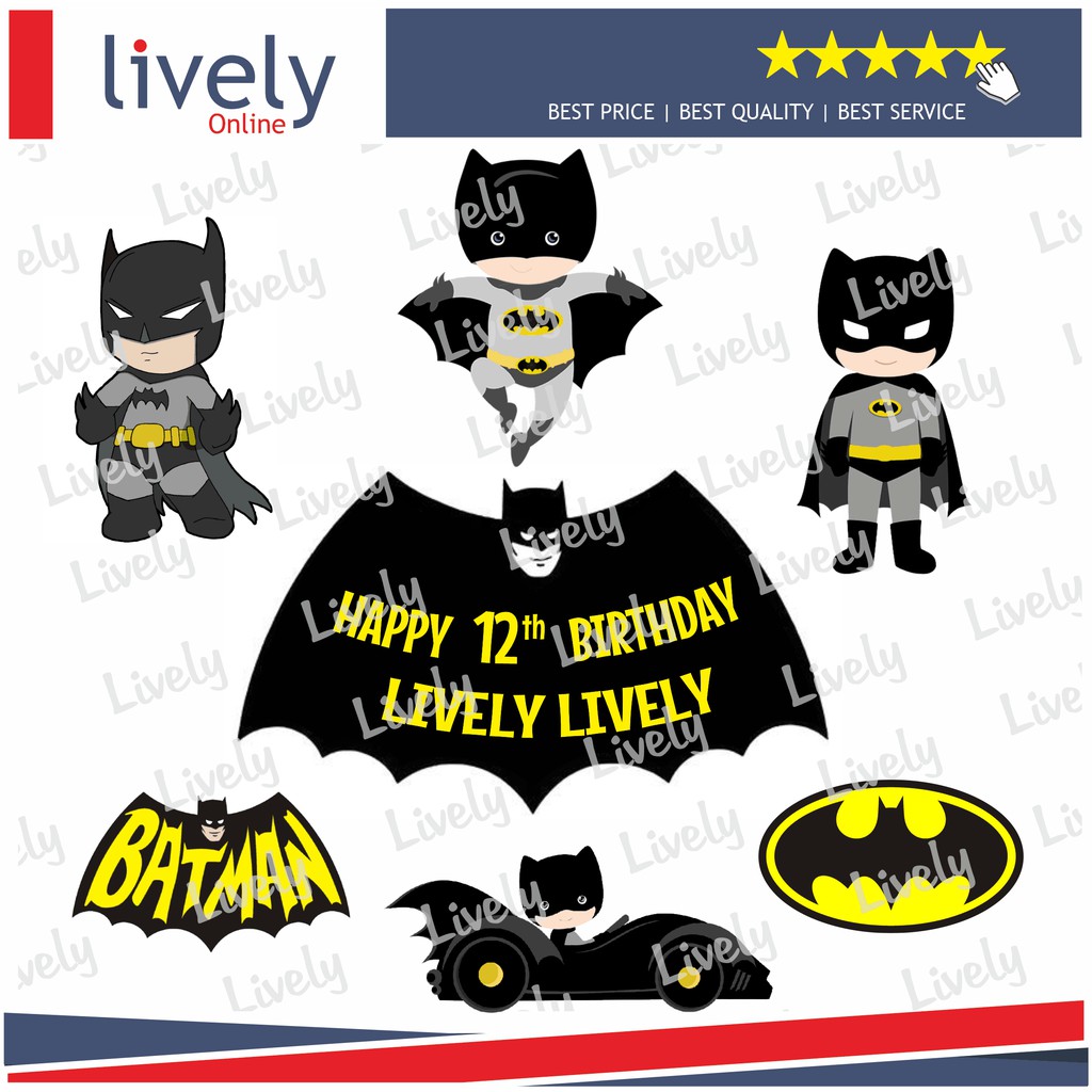 CUSTOM NAMA HIASAN KUE ULANG TAHUN KARAKTER BATMAN 02 CAKE TOPPER HAPPY BIRTHDAY