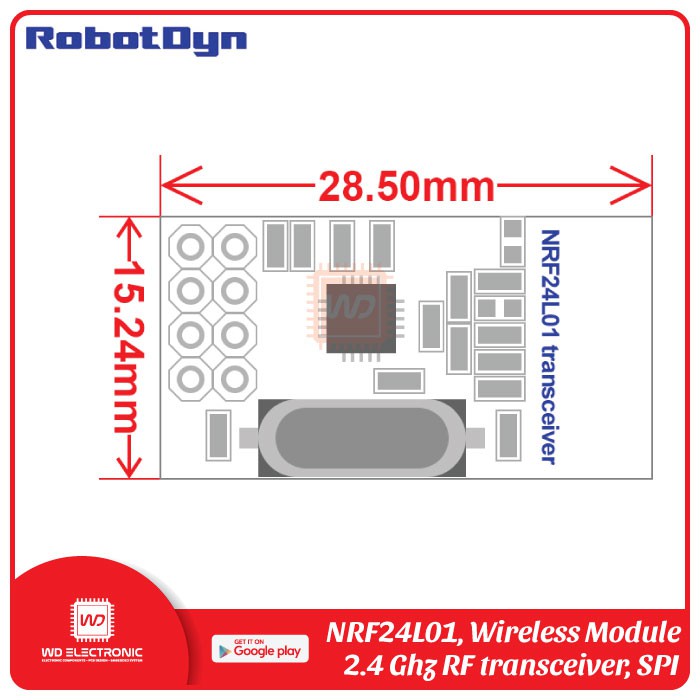 NRF24L01 2.4 GHz RF TRANSCEIVER WIRELESS MODULE ROBOTDYN NRF24L01