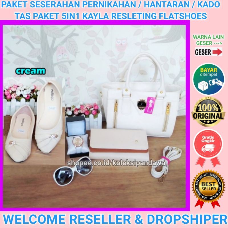 TAS JAM TANGAN WANITA DOMPET FLATSHOES KACAMATA FLAT SHOES PAKET SESERAHAN PERNIKAHAN TAS PAKET
