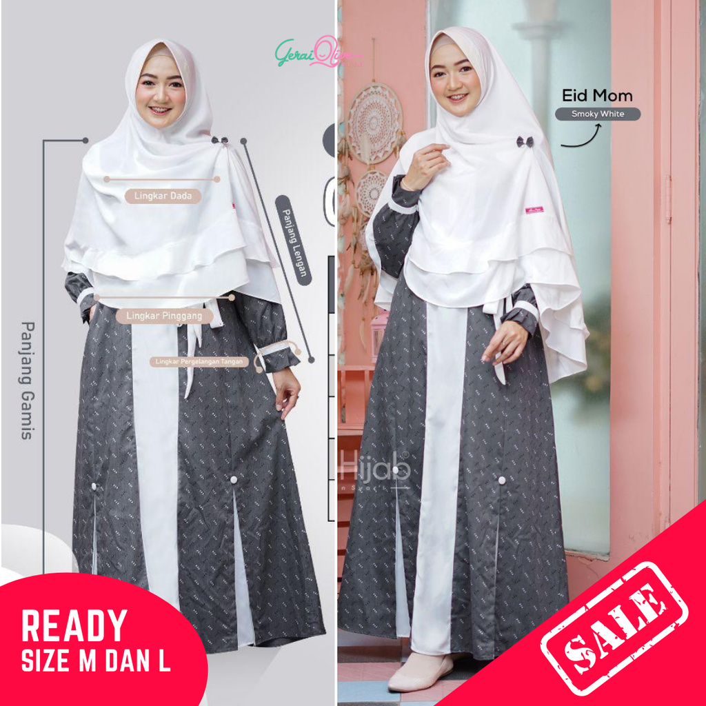 Gamis Alwa Hijab EID SERIES Set Jilbab Dress Motif Simple