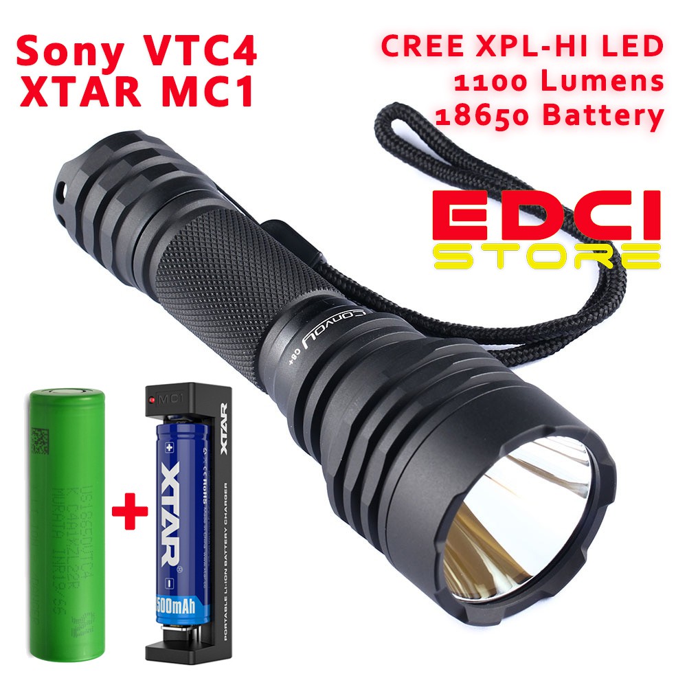 Senter Convoy C8+ XPL-HI 1100 Lumens 8x7135 DTP Copper Board - Hitam