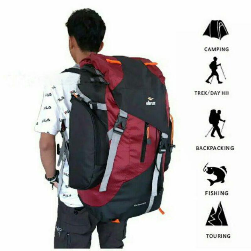 TAS RANSEL CARRIER//GUNUNG PRIA-WANITA//ELBRUS ORIGINAL 55-60ltr//BONUS RAINCOVER