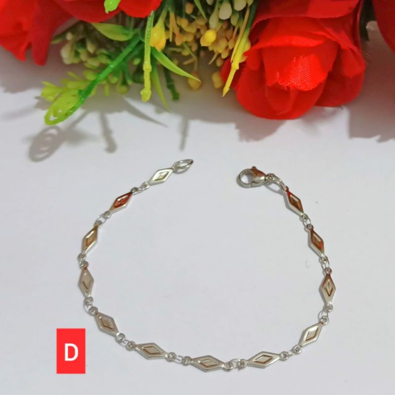 GELANG RANTAI TITANIUM DEWASA MODEL MINIMALIS SILVER TIDAK KARAT &amp; TIDAK LUNTUR (COD)