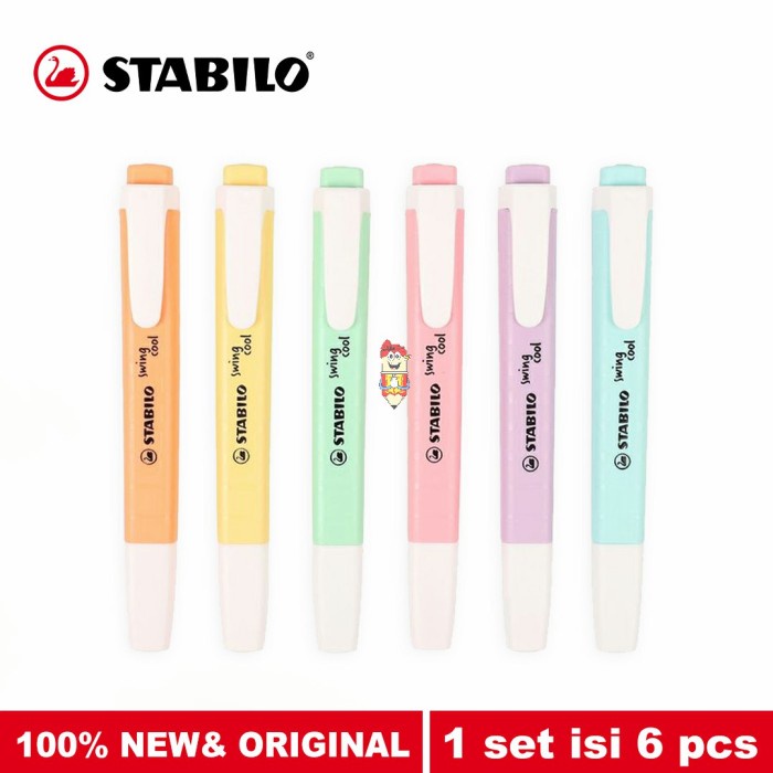 

(BISA COD) STABILO SET 6 - Swing Cool Pastel Edition / Highlighter 6 pcs