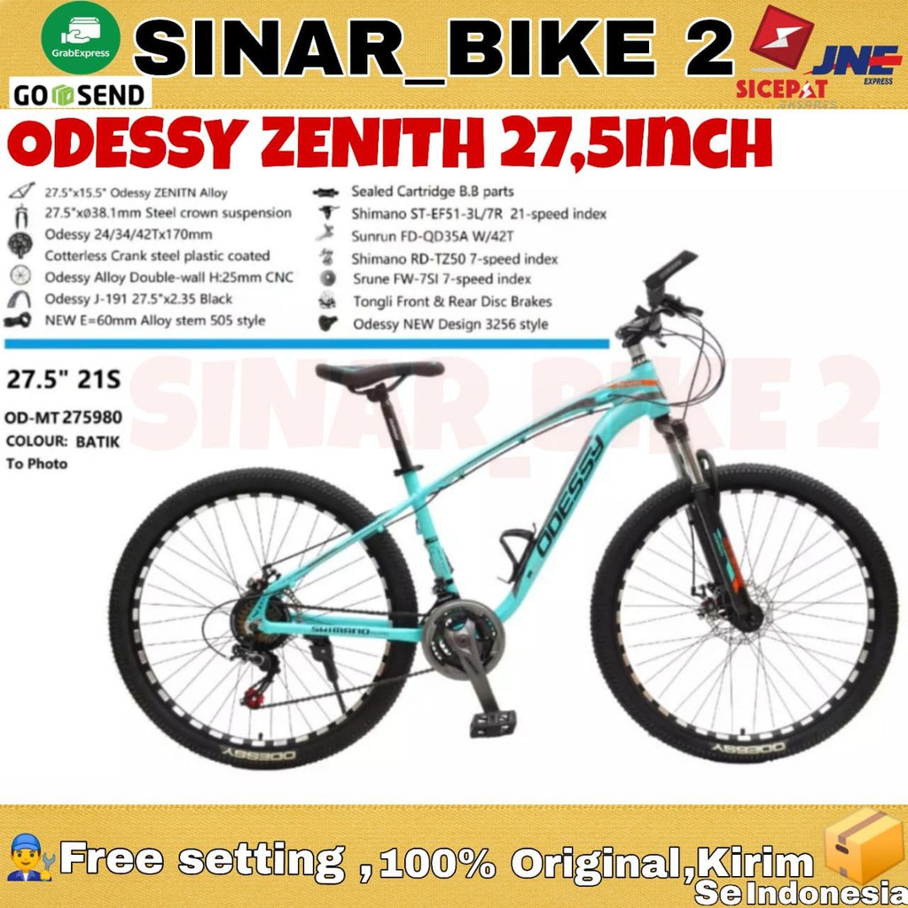 Sepeda Gunung MTB ODESSY ZENITH Alloy Frame Uk 27,5-21 Speed