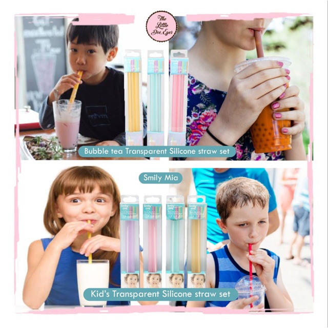 [READY] Smily Mia Transparent Silicone Straw Set