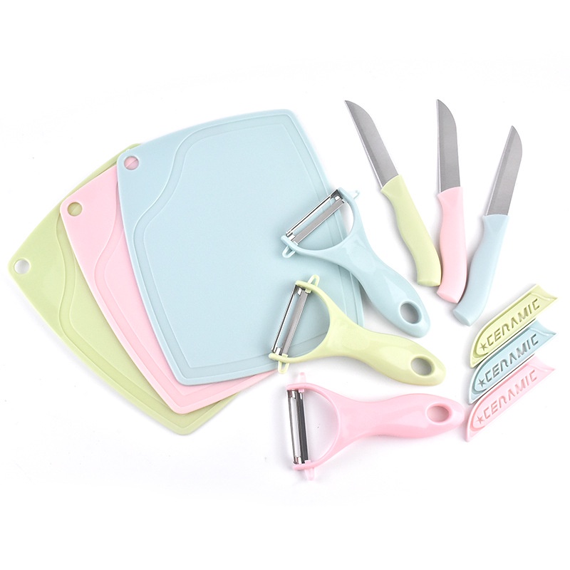 Pisau Set Talenan 3in1 Ceramic Peeler fruit Alat pengupas penyerut kulit buah kitchen knife cutting board set piso tatakan serbaguna Alas pemotong sayuran dan lainnya tajam anti karat