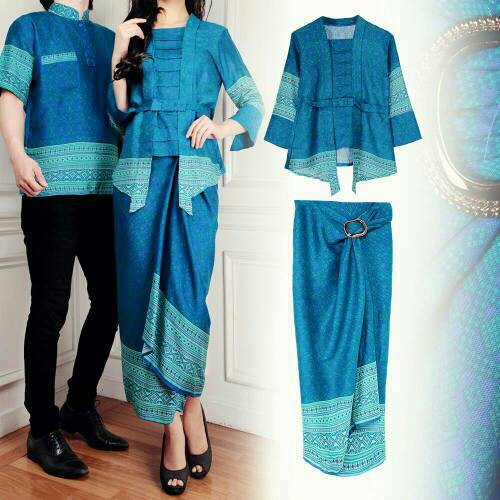 Baju Couple Muslim / Gaun Batik Gamis / Pasangan Couple Batik Set Kebaya MAULANI