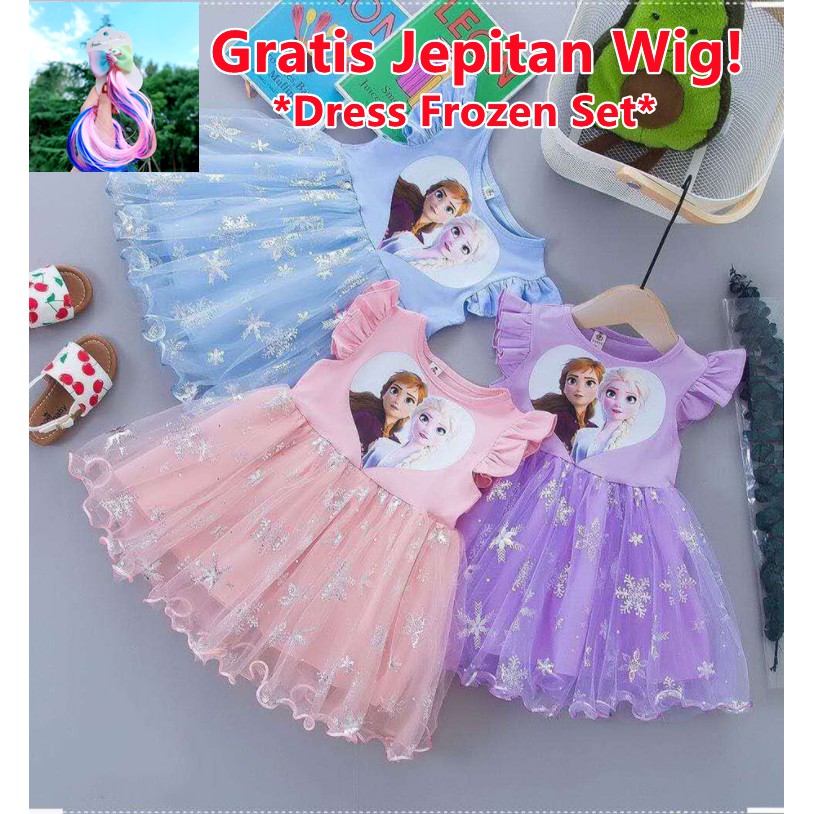 Dress anak Perempuan Gaun Pesta Dress Tutu Import Frozen Elegan Fashion