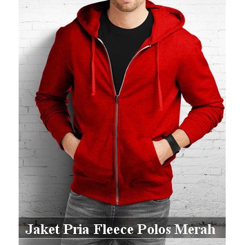 Jaket Pria Terkini | Baju Cowok Keren | Polos Merah Sleting